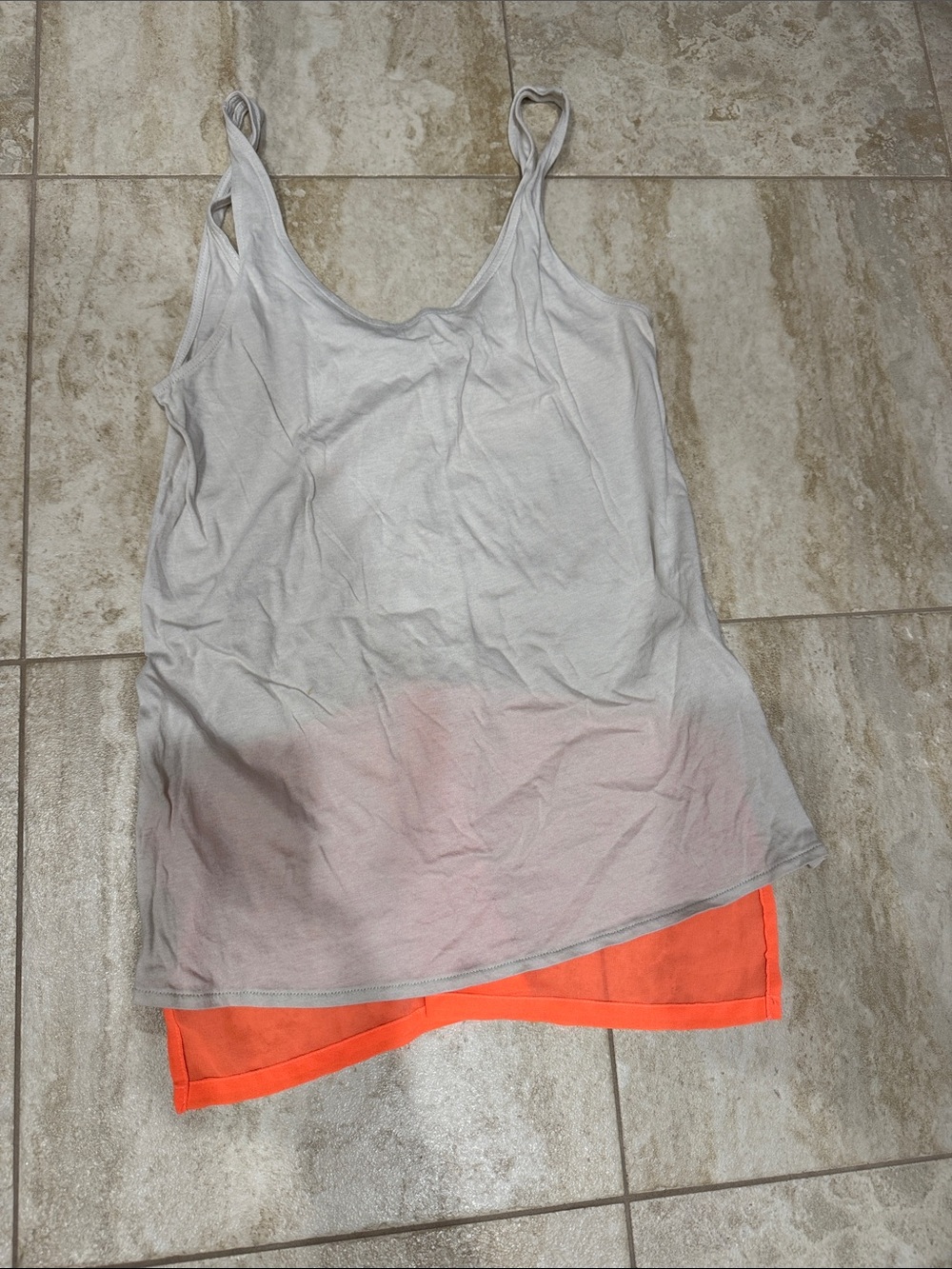 Express Gray Tank Top with Neon Orange Layered Hem
